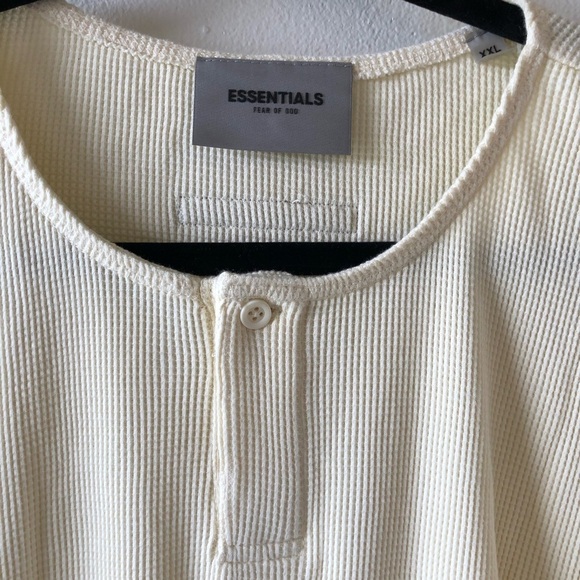 Essentials Beige Thermal Henley Shirt XXL - Picture 7 of 12